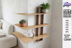 Modern Corner Shelf Laser Cut | Home Decor | Wall Decor SVG Product Image 1