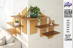 Modern Corner Shelf Laser Cut | Home Decor | Wall Decor SVG Product Image 1
