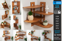 Corner Shelf Laser Cut Bundle | Wall Shelf | Home Decor SVG Product Image 1