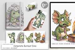 Corporate Burnout Dino Digital Paper Product Image 1