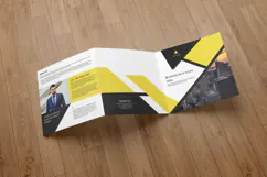 Modern corporate square trifold brochure template for business, agency, startup, and company profiles. Fully editable Photoshop layout for print.