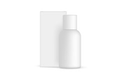 Small Plastic Cosmetic Bottle Mockup with Paper Box Front Product Image 1