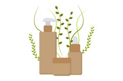 Set of Eco Cosmetic Bottles With Green Leafs Product Image 1