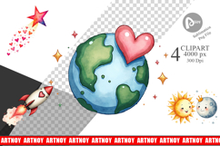 Cosmic Love Valentine Clipart Product Image 1