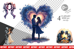 Cosmic Lovers Romance Clipart Product Image 1