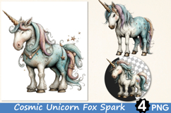 Cosmic Unicorn Fox Spark Clipart Product Image 1