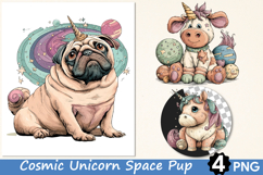 Cosmic Unicorn Space Pup Clipart Product Image 1