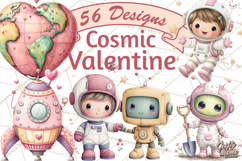 Little Astronauts Clipart PNG, Cosmic Valentine Clip Art Product Image 1