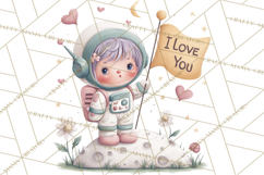Little Astronauts Clipart PNG, Cosmic Valentine Clip Art Product Image 5