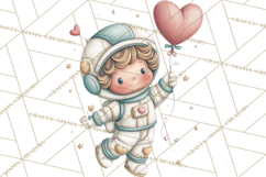 Little Astronauts Clipart PNG, Cosmic Valentine Clip Art Product Image 5