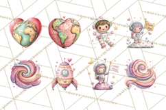 Little Astronauts Clipart PNG, Cosmic Valentine Clip Art Product Image 3