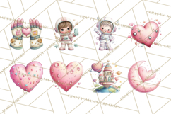Little Astronauts Clipart PNG, Cosmic Valentine Clip Art Product Image 2