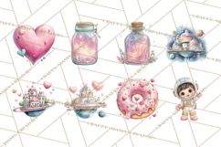 Little Astronauts Clipart PNG, Cosmic Valentine Clip Art Product Image 7