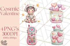 Little Astronauts Clipart PNG, Cosmic Valentine Clip Art Product Image 1