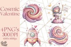Little Astronauts Clipart PNG, Cosmic Valentine Clip Art Product Image 1