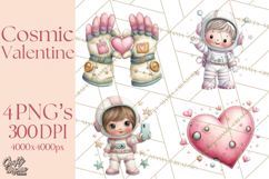 Little Astronauts Clipart PNG, Cosmic Valentine Clip Art Product Image 1