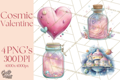 Little Astronauts Clipart PNG, Cosmic Valentine Clip Art Product Image 1