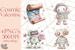Little Astronauts Clipart PNG, Cosmic Valentine Clip Art Product Image 1