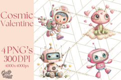 Little Astronauts Clipart PNG, Cosmic Valentine Clip Art Product Image 1