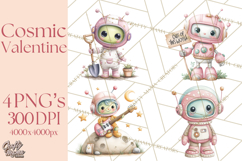 Little Astronauts Clipart PNG, Cosmic Valentine Clip Art Product Image 1