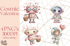 Little Astronauts Clipart PNG, Cosmic Valentine Clip Art Product Image 1