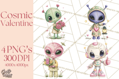 Little Astronauts Clipart PNG, Cosmic Valentine Clip Art Product Image 1
