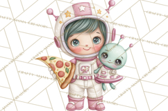 Little Astronauts Clipart PNG, Cosmic Valentine Clip Art Product Image 5