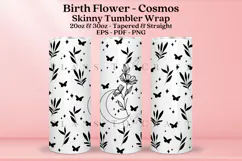 Cosmos birth flower skinny tumbler sublimation wrap with high resolution and transparant background are for 20oz and 30oz skinny tumbler