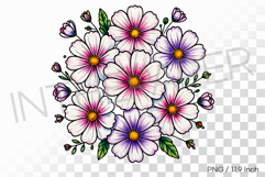 Felt tip pen marker drawing Cosmos PNG flower clipart Product Image 1