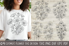 Cosmos Flowers Svg,4 Flower Svg Cut Files Product Image 1