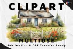 Old Cottage with Gate &amp; Wild Flowers 1 Transparent Multiuse Product Image 1