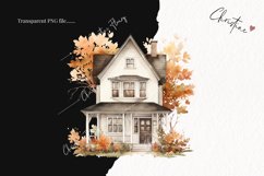 Watercolor Fall House Clipart | Watercolor Fall PNG Product Image 2