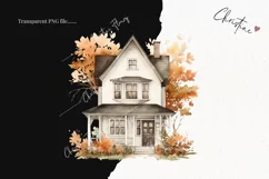Watercolor Fall House Clipart | Watercolor Fall PNG Product Image 2