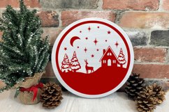 cottage and reindeer christmas round porch sign