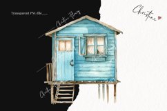 Watercolor Blue Shed Clipart | Coastal PNG Product Image 2