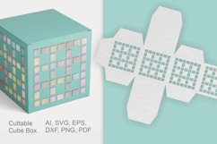 Cottage Checks Pattern Cuttable Cube Gift Box SVG Template