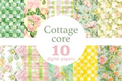 Cottage Core Digital Paper, Country Pattern, GlamArtZhanna, Checkered Paper, Plaid Seamless Pattern Set, Farmhouse Paper, Plaid Digital Paper, Cottagecore Pattern, Roses Digital Paper, Summer Paper Bundle