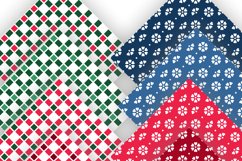 Cottage Flowers and Checks Seamless Patterned Papers PNG