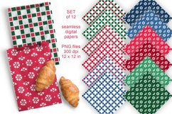 Cottage Flowers and Checks Seamless Patterned Papers PNG