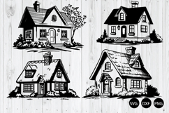 Cottage House SVG, Vintage Stone Cabin SVG Product Image 1