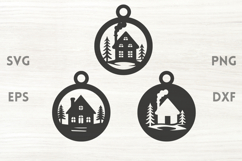 Cozy Cottages Christmas Ornaments SVG Product Image 1
