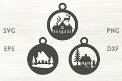 Cozy Cottage Christmas Ornaments SVG Product Image 1