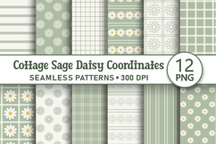 Cottage sage daisy seamless patterns Digital paper bundle Product Image 1