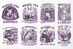 Cottagecore Animal Bookish SVG Bundle, 8 Cute Reading Quotes Product Image 2