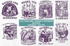 Cottagecore Animal Bookish SVG Bundle, 8 Cute Reading Quotes Product Image 1