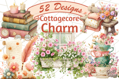 Cottagecore Clipart PNG, Whimsical Aesthetic Cozy Scenes Product Image 1