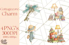 Cottagecore Clipart PNG, Whimsical Aesthetic Cozy Scenes Product Image 1