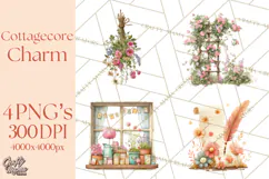 Cottagecore Clipart PNG, Whimsical Aesthetic Cozy Scenes Product Image 1