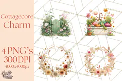 Cottagecore Clipart PNG, Whimsical Aesthetic Cozy Scenes Product Image 1