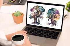 Watercolor Fairy Tree House Clipart Bundle,Tree House Clipart,House Clipart,sublimation design,design file,POD design,commercial use png,tote design png,commerial use art,vintage book clipart,cottagecore clipart,fairy door clipart,whimsical clipart,book n